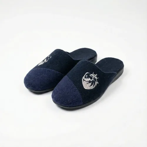 Чоловічі кімнатні тапочки повстяні Klerotex з вишивкою, темно-сині (41-45)