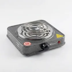 Електрична плита настільна 1 конфорка Domotec. Спіральна електроплитка для дачі 1000 Вт (Сіра)