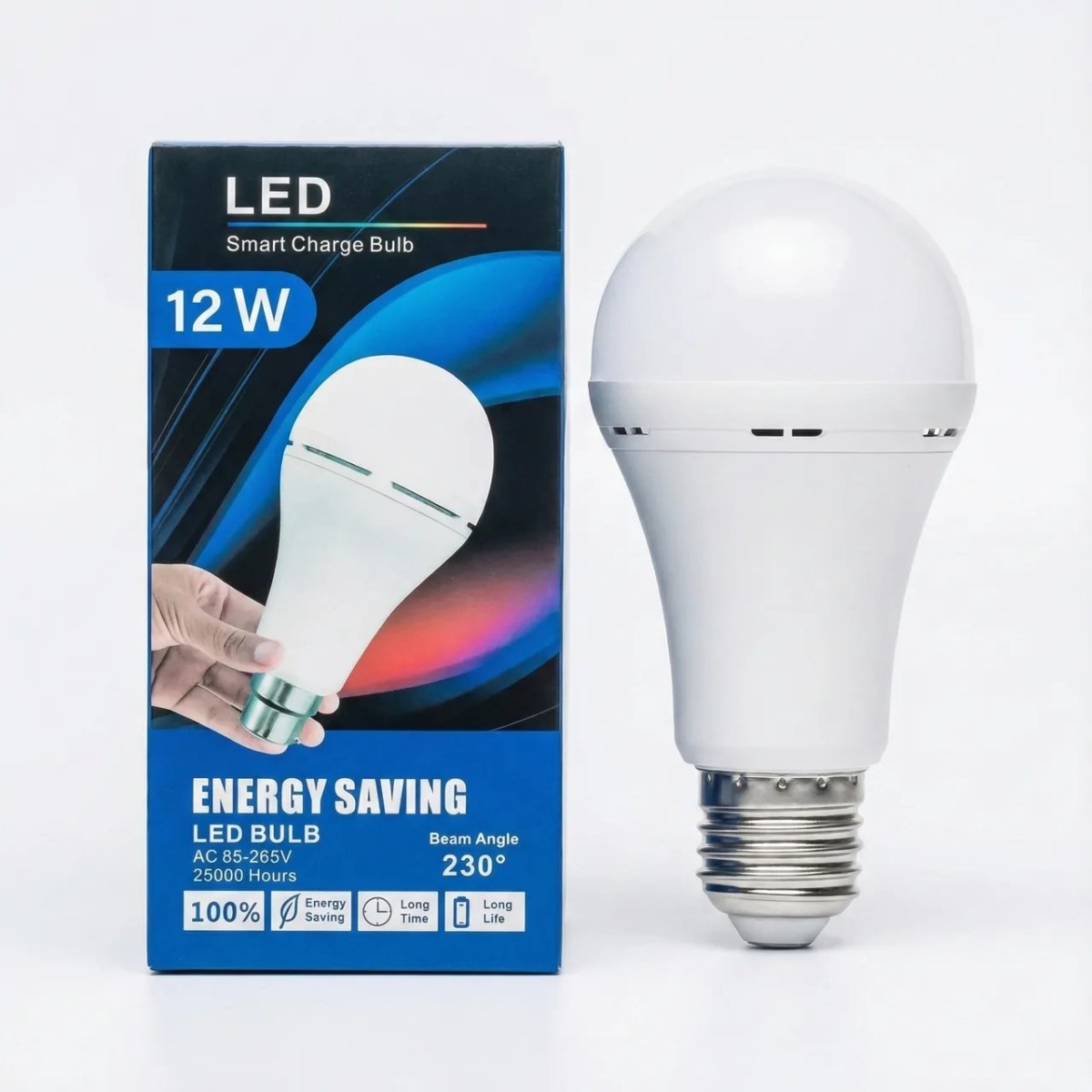 Аварійна акумуляторна LED лампочка E27 12W (6500K). Розумна лампа з батареєю 1500 mAh (світить без світла) (арт. 7148)