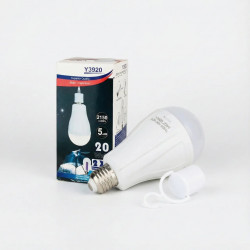 Акумуляторна LED лампа 20W з гачком Y3920. Аварійна лампочка E27 для дому та кемпінгу