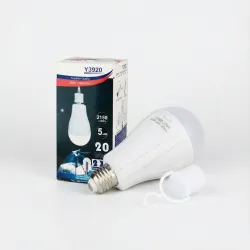 Акумуляторна LED лампа 20W з гачком Y3920. Аварійна лампочка E27 для дому та кемпінгу