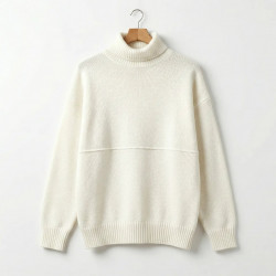 Жіночий светр під горло Туреччина (48-52). Біла тепла кофта оверсайз, в'язаний гольф