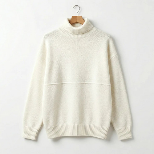 Женский свитер под горло Турция (48-52). Белая теплая кофта оверсайз, вязаный гольф