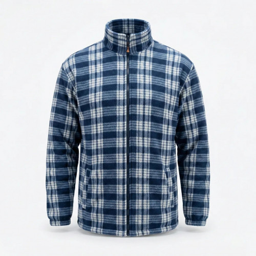 Чоловіча зимова кофта на хутрі в клітинку (Манжети). Тепла куртка на блискавці 50-60 DUNAUONE