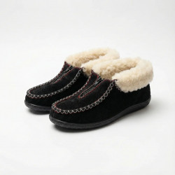 Жіночі зимові чуні-бурки на блискавці. Короткі чорні чобітки з хутряною опушкою 37-41