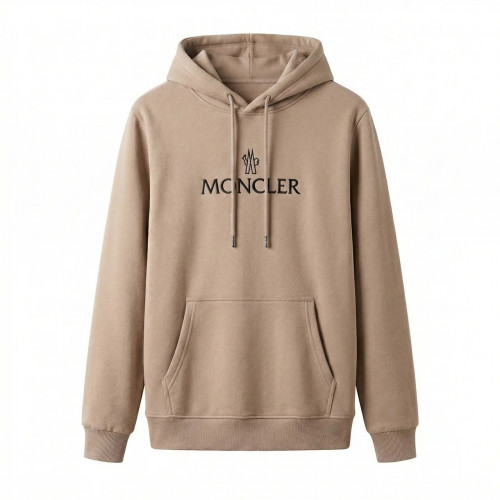 Худи женское теплое бежевое Moncler с капюшоном. Зимняя кофта на флисе 48-52