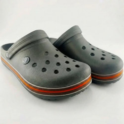 Сабо кроксы (пенка) серые с оранжевой полосой | Унисекс, Спортивные, Размеры 36-46