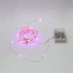 Гірлянда-роса (Copper Wire) 200P-1 Battery внутрішня, пров.:прозорий, (рожевий)