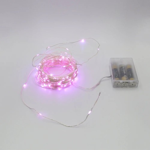 Гирлянда-роса (Copper Wire) 200P-1 Battery внутренняя, пров.:прозрачный, (Розовый)