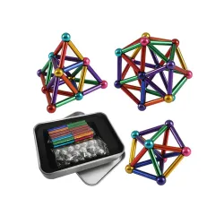Різнокольоровий магнітний конструктор Buckyballs & Buckybars, 64 деталі