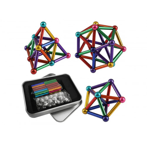 Разноцветный магнитный конструктор Buckyballs & Buckybars, 64 детали
