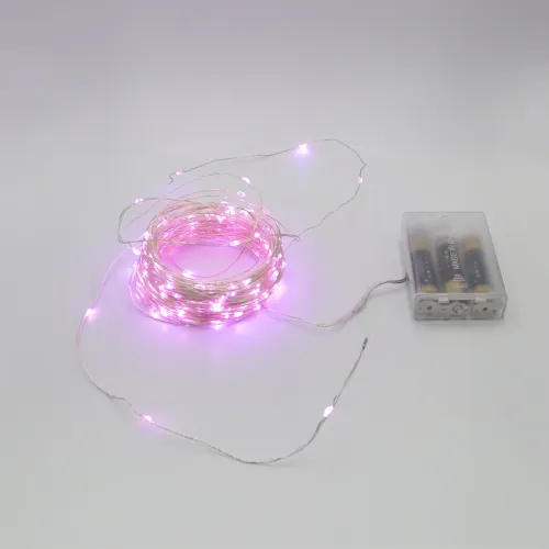 Гірлянда-роса (Copper Wire) 100P-1 Battery внутрішня, пров.:прозорий, (рожевий)