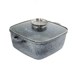 Котел UNIQUE UN-5205 3.5л (22см, квадртанний, з кришкою, гранітний)