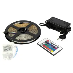 Гірлянда-стрічка (Rope-Lights) SMD5050-RGB універсальна, пров.:прозорий, 5м (Різнокольорова)