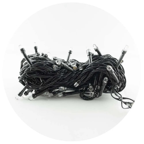 Гирлянда-нить (String-Lights) 100WW-7 внутренняя, пров.:черный, 7м (Белый-теплый)