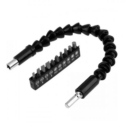 Удлинитель гибкий для отвертки и дрели Flexible Screw Tool. Набор 10в1
