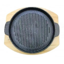 Сковорода гриль чавунна на дерев'яній підставці EDENBERG EB-18412