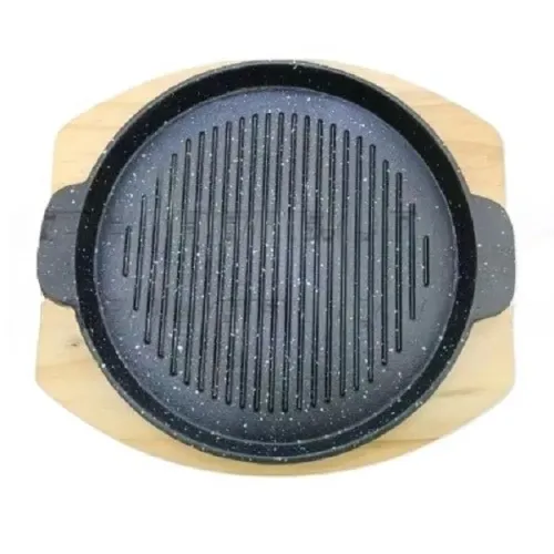 Сковорода гриль чавунна на дерев'яній підставці EDENBERG EB-18412