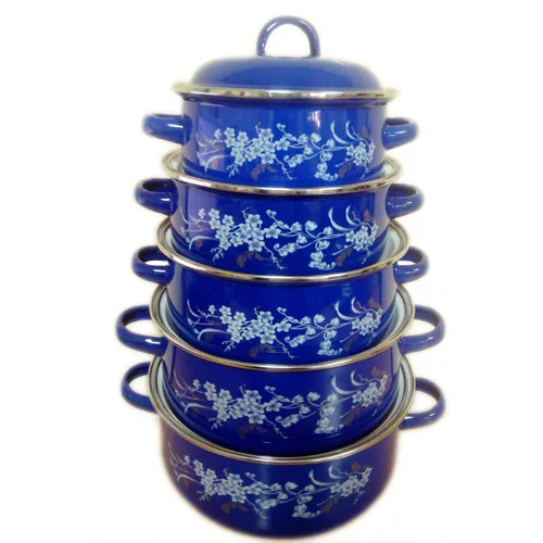 Набір каструль PREMIER PR-673ED (10ін., емаль, червоний/синій/зелений/чорний)