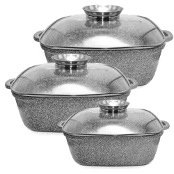 Набір казанів UNIQUE UN-5501 6пр (20см/24см/28см, квадратні)