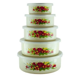 Судок A-PLUS 5шт/наб емаль/візерунок