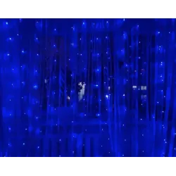 Гірлянда-штора 300 led B-9 Синя 3M*3M на мідному дроті+сполуч.