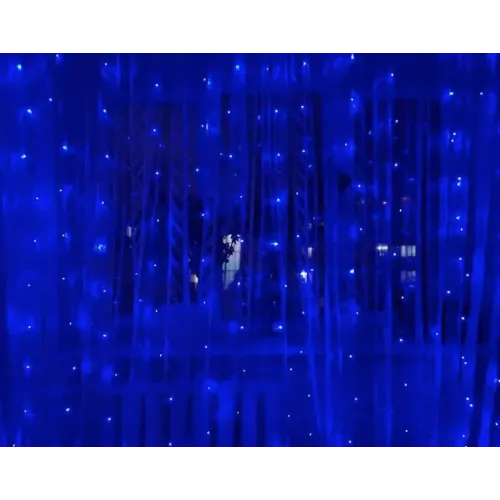 Гірлянда-штора 300 led B-9 Синя 3M*3M на мідному дроті+сполуч.