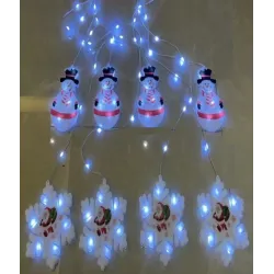 Гірлянда-штора фігурки 3D сніговика та сніжинки 95L W Білий 3м*0.7см