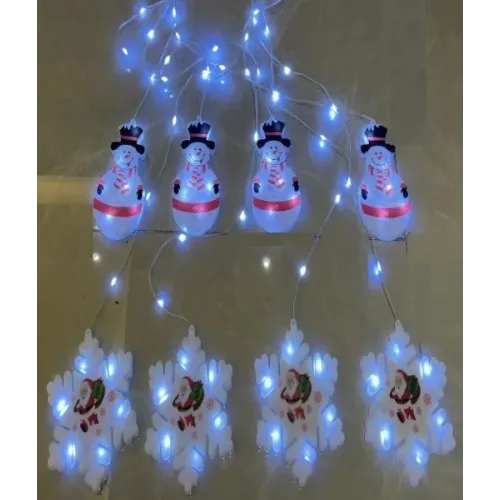 Гірлянда-штора фігурки 3D сніговика та сніжинки 95L W Білий 3м*0.7см
