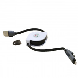 Кабель USB - Lightning + Micro USB Pull Push Улитка