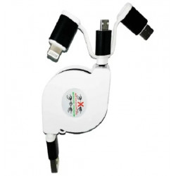 Кабель USB - Lightning + Micro USB + Type-C Pull Push Улитка