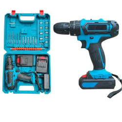 Акумуляторний шуруповерт із насадками в кейсі DOMOTEC 21V (синій)