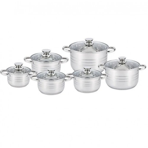 Набор кастрюль UNIQUE UN-5035 12пр. (2,1л, 2,9л, 2,9л, 3,9л, 5,1л, 6,5л, с крышками)