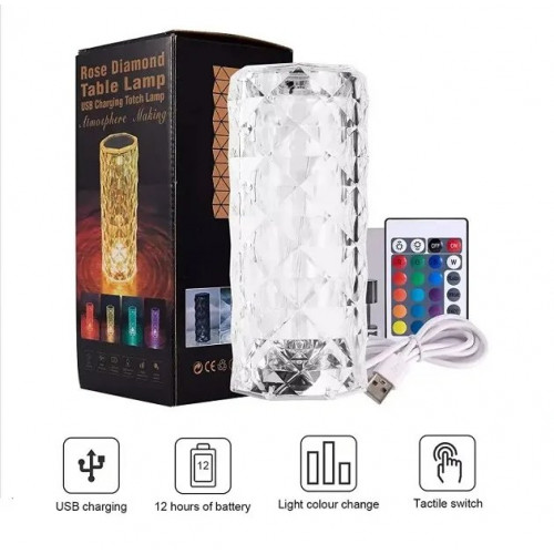 Настільна лампа, нічник Rose Diamond з пультом