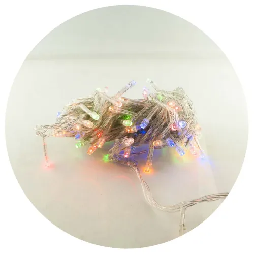 Гірлянда-нитка (String-Lights) 200M-1 внутрішня, пров.:прозорий, 10м (Різнокольорова)