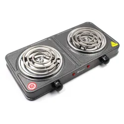 Плита електрична Domotec MS-5802 2кф., 2000Вт. (Сірий)