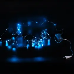 Xmas гірлянд 50 Led 5M (Copper) на мідному дроті (Крапля роси) B BLUE працює від батарей + USB