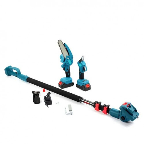 Набір акумуляторних інструментів для саду 3в1 Секатор, Ланцюгова пилка, Подовжувач KRAFFTEC