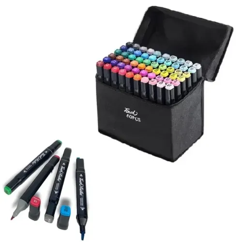 Набір двосторонніх маркерів, Sketch Marker, 60 кольорів, в сумці