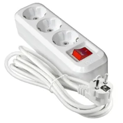 Мережевий фільтр подовжувач на 3 розетки 5м (чорний/білий)