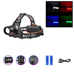 Ліхтарик налобний з 4 кольорами світіння Bailong BL-8096-4