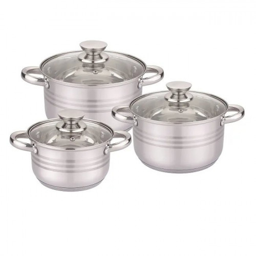 Набор кастрюль UNIQUE UN-5031 6пр. (2,1л, 2,9л, 3,9л, с крышками)