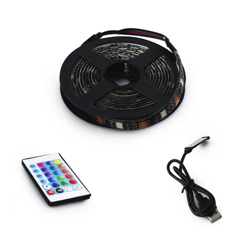 Светодиодная лента SMD5050-RGB универсальная, пров.:черный, 5м (Разноцветная)