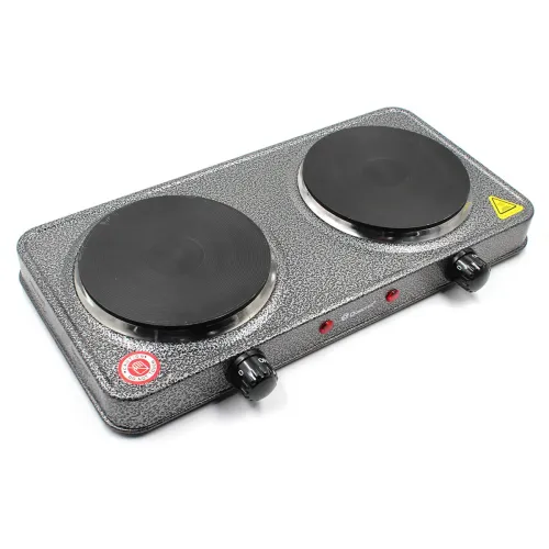 Плита електрична Domotec MS-5822 2кф., 2000Вт. (Сірий)