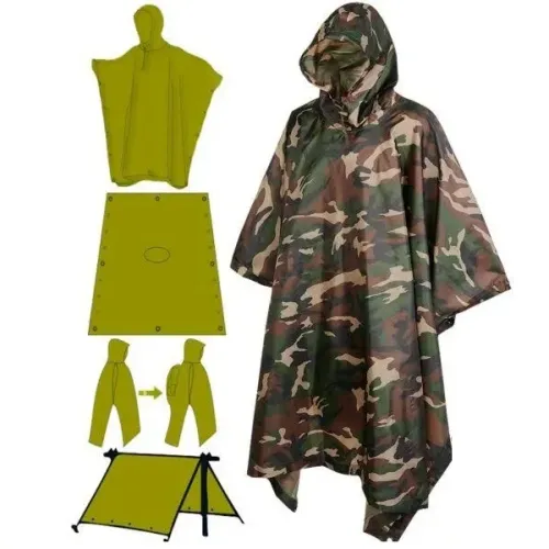 Плащ-намет пончо накидка від дощу, дощовик 3-в-1 Комуфляж