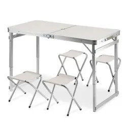 Стіл та стільці Easy Campi Посилений 1+4 Білий (складний, для пікніка)