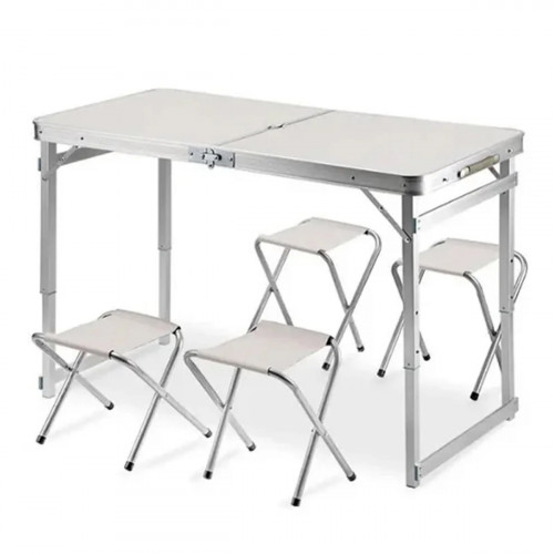 Стіл та стільці Easy Campi Посилений 1+4 Білий (складний, для пікніка)