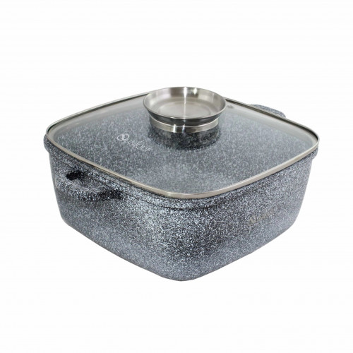 Котел UNIQUE UN-5208 6.1л (28см, квадратний, з кришкою, гранітний)