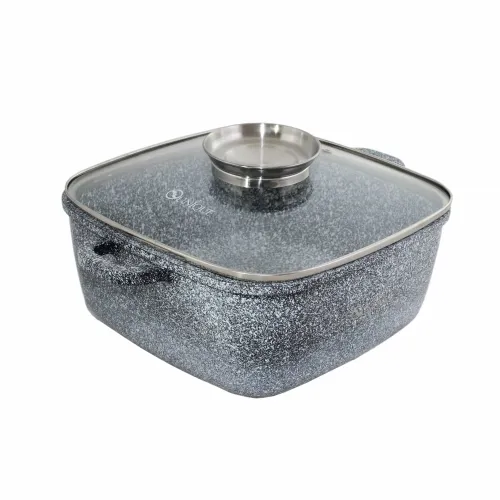 Котел UNIQUE UN-5208 6.1л (28см, квадратний, з кришкою, гранітний)