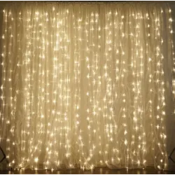 Гірлянда-штора 300 led WW-9 Теплий Білий 3M*3M на мідному дроті+з'єднувач